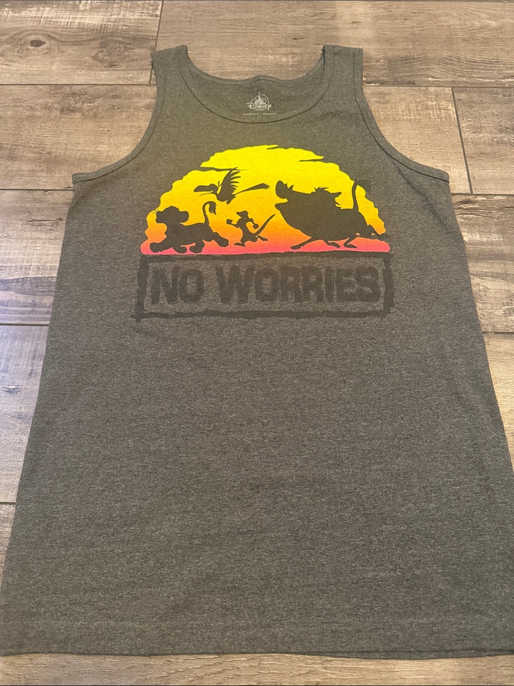 Disney Gray Tank Top with Yellow Sunset Silhouette